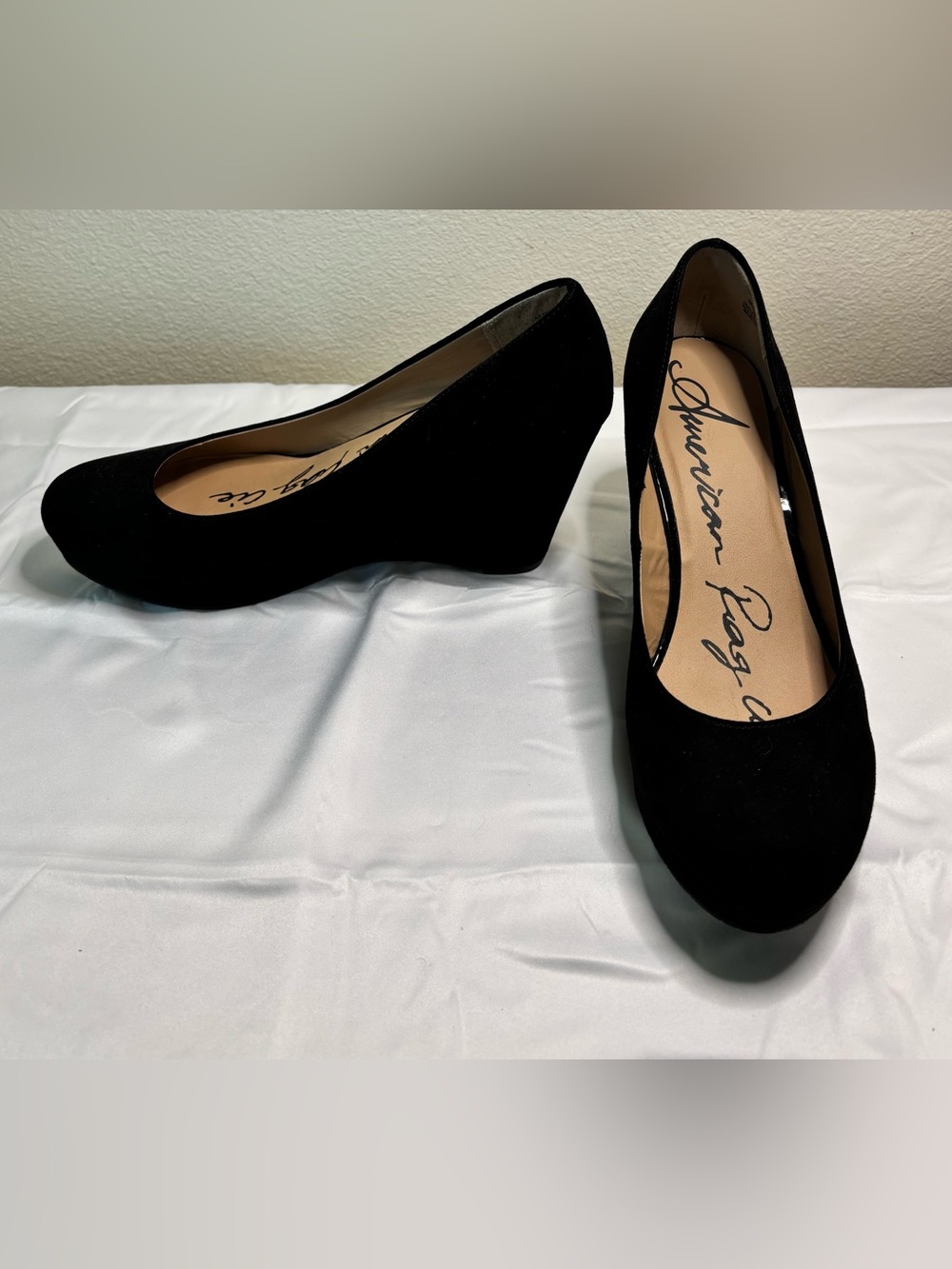 American Rag Black Suede Wedge Heels
